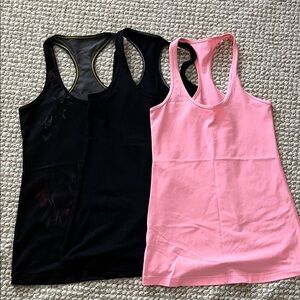3 Women's Racerback Tank Tops Pink, black and patterned